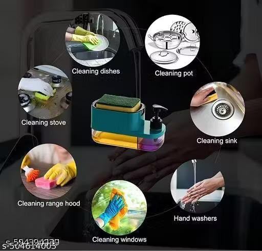 Space-Saving Kitchen Sink Organizer with Soap Dispenser Pack Of 1 (MULTICOLOUR)